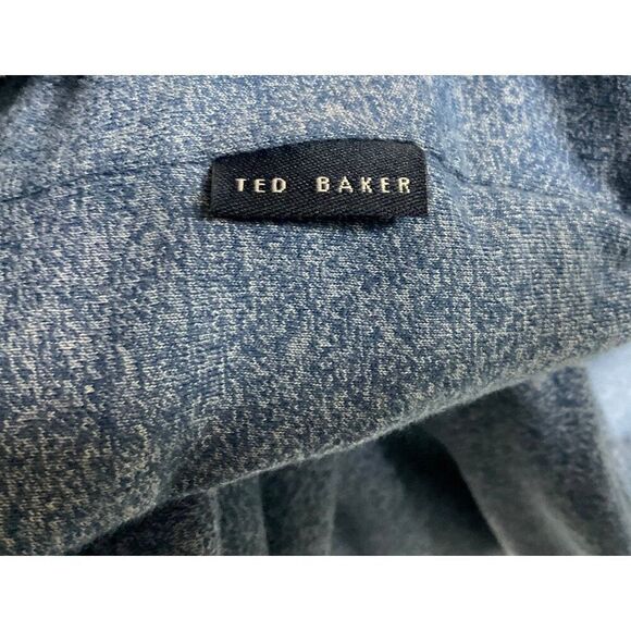 Ted Baker London Men's Polo Shirt Size M Blue Cotton Blend Plaid Collar - Picture 7 of 10